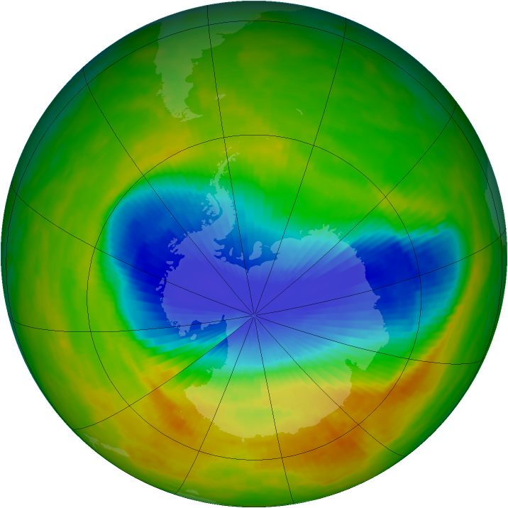 Antarctic ozone map for 12 November 1991
